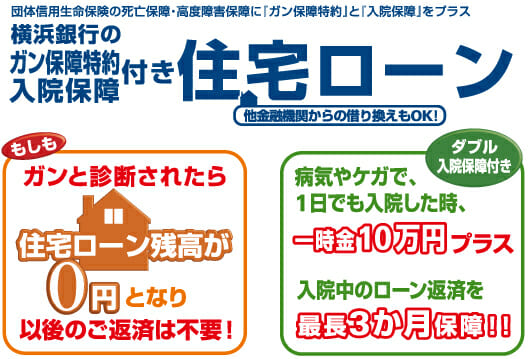 横浜銀行のガン保障特約付き住宅ローンの説明図です