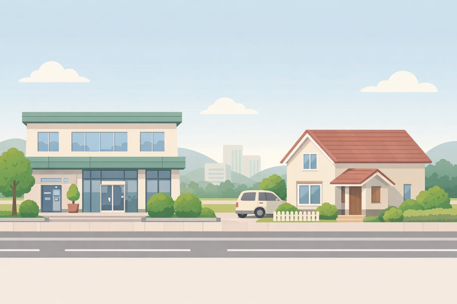 ゆうちょ銀行と住宅ローンをイメージしたイラスト
