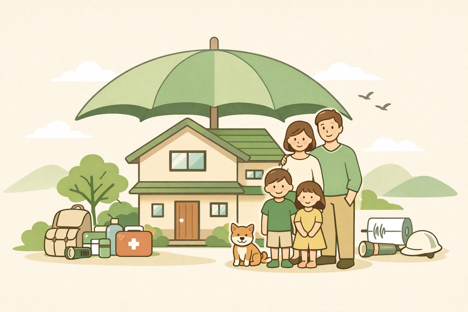 地震保険で住まいに備える家族のイメージ