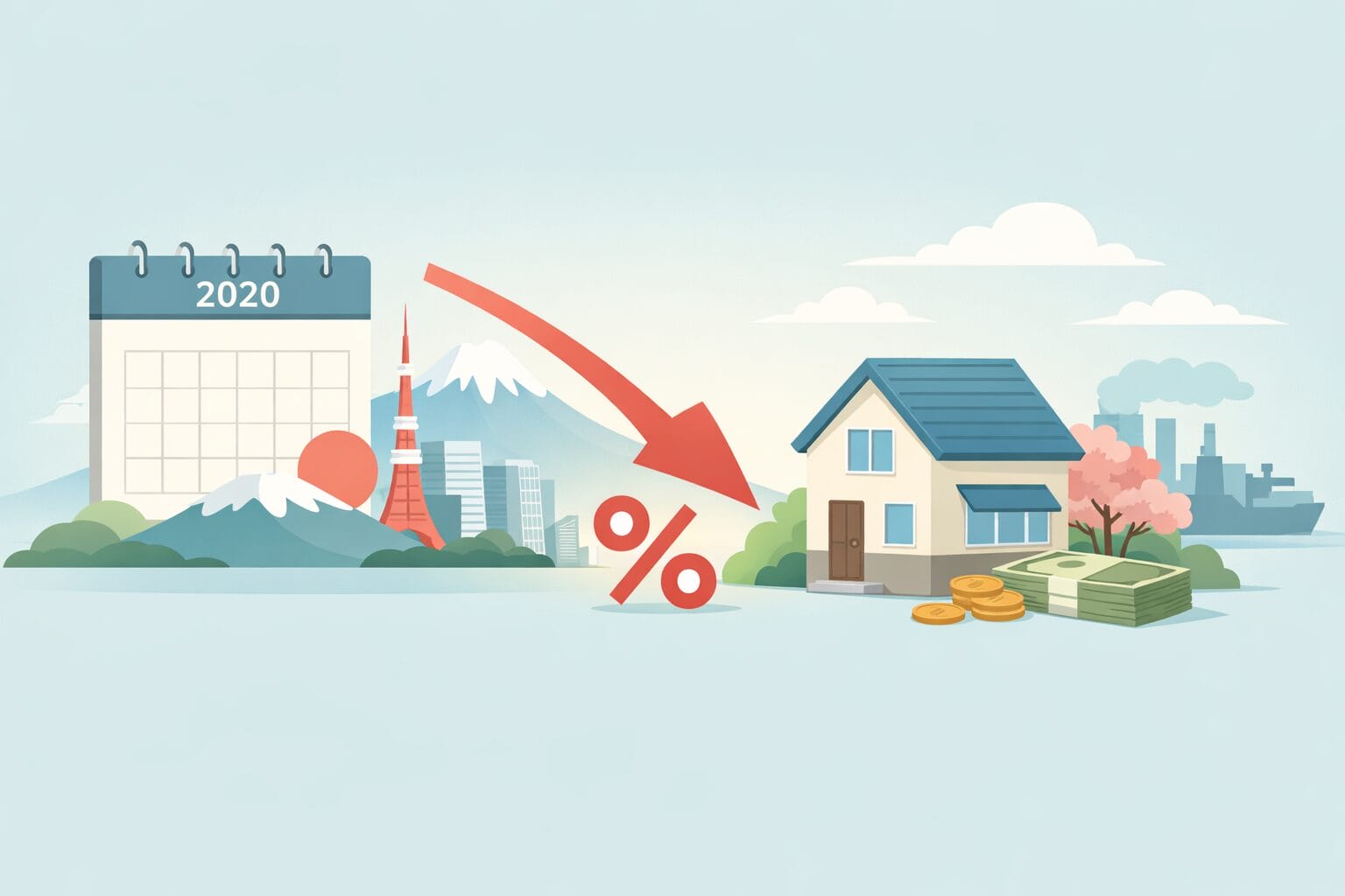 2020年の住宅ローン金利の動向をイメージした図