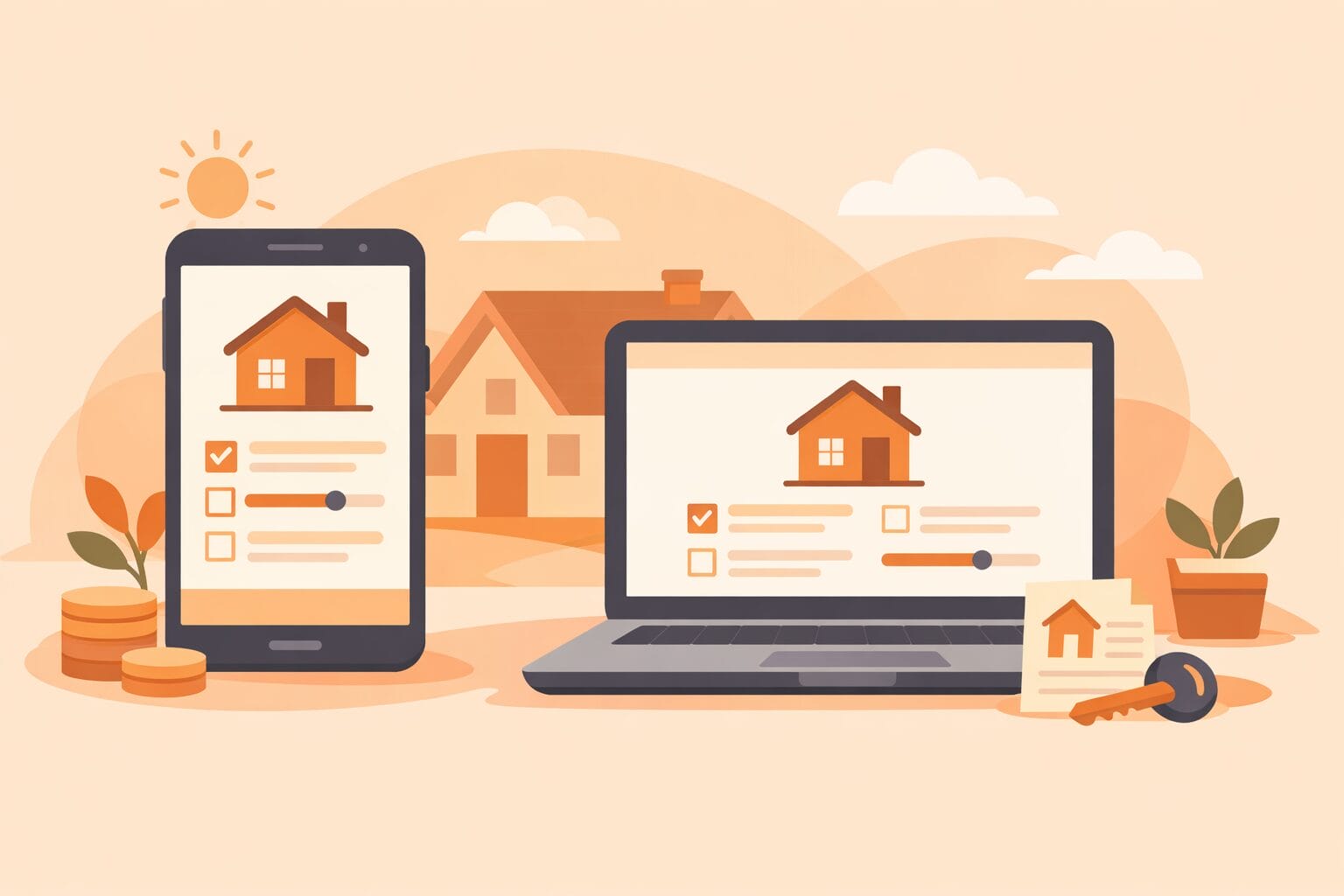 スマホとPCで完結するネット住宅ローンのイメージ