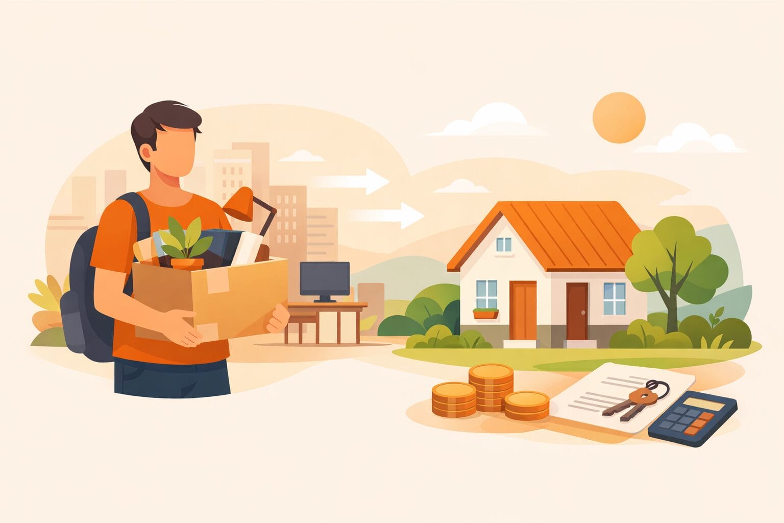 転職を機にマイホーム購入と住宅ローンを検討する人のイメージ