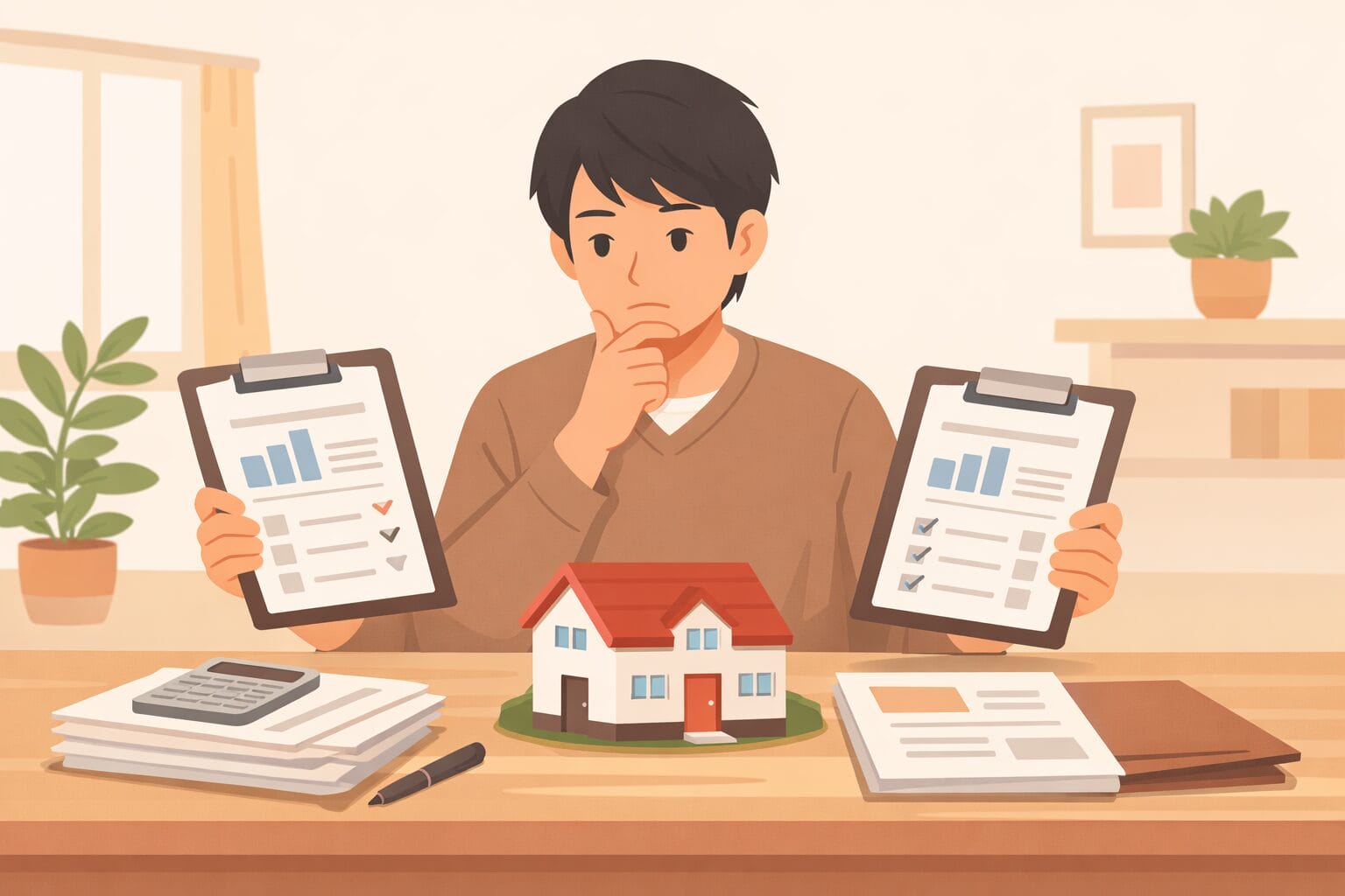住宅ローンを比較検討する人のイメージ