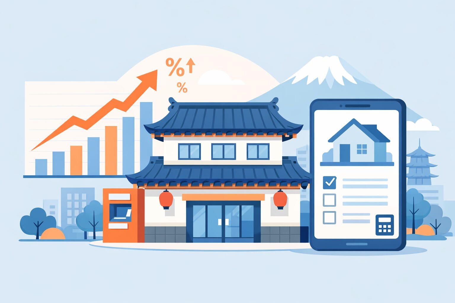 auじぶん銀行の住宅ローン金利の動向を示すイメージイラスト