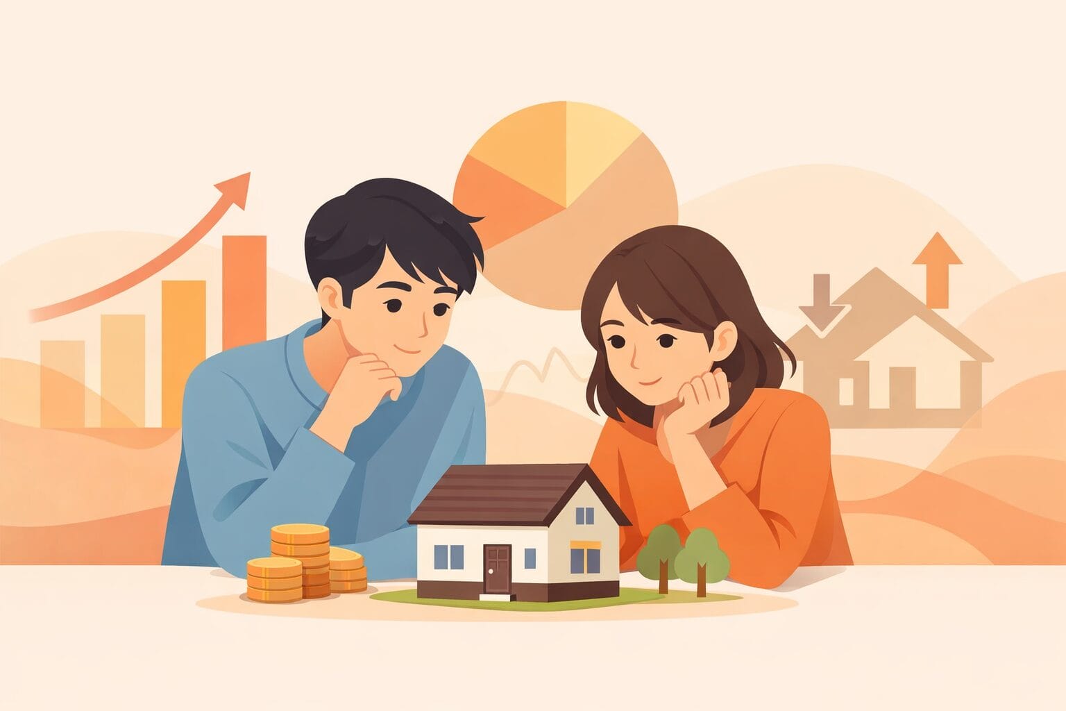 住宅ローンの金利タイプを検討する利用者のイメージ
