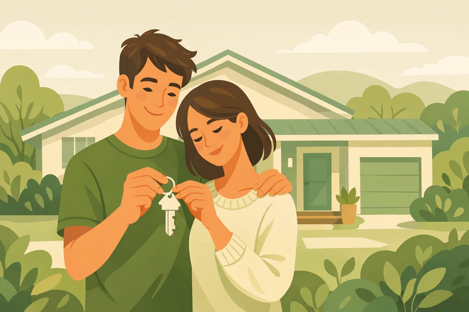 夫婦で住宅ローンを組むペアローンのイメージイラスト