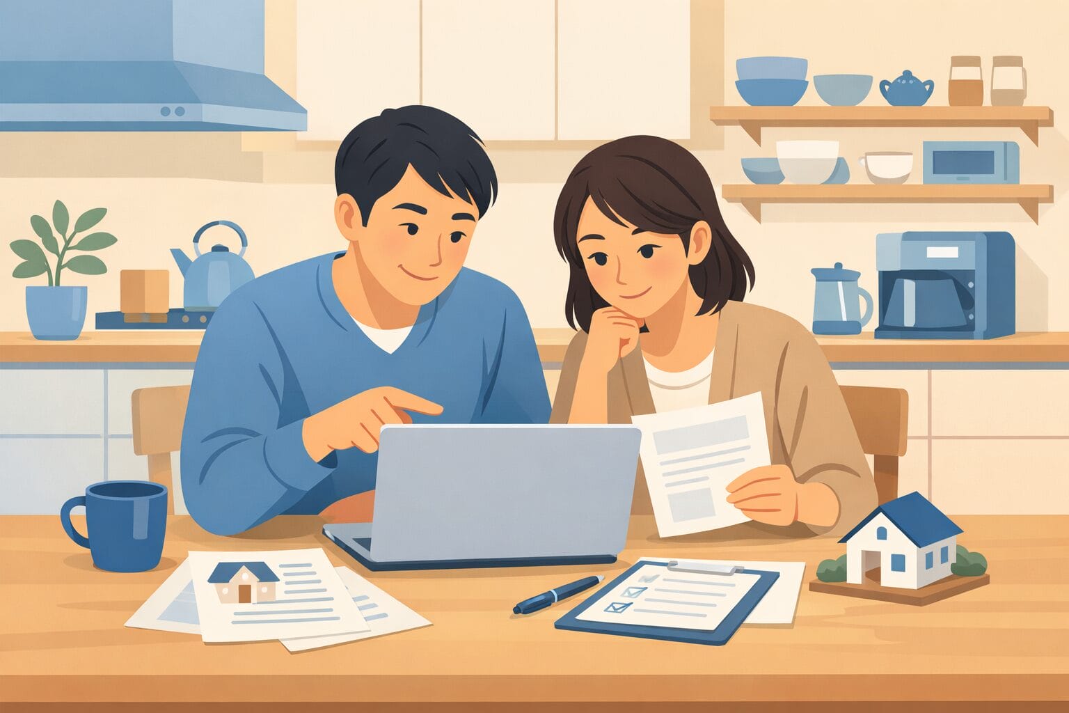 住宅ローンの審査条件を確認する夫婦のイメージ