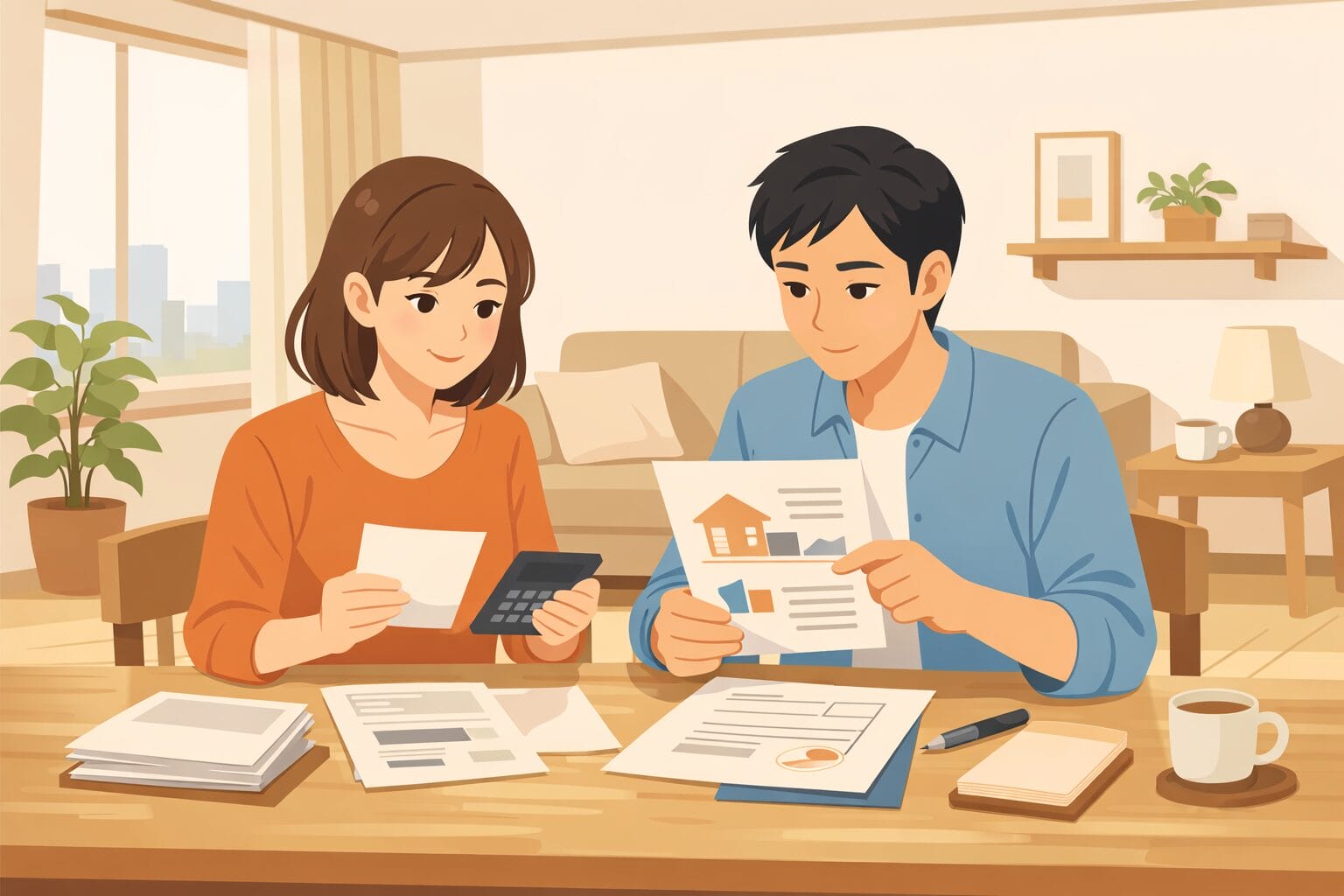住宅ローンの借り換えを検討する夫婦のイメージ