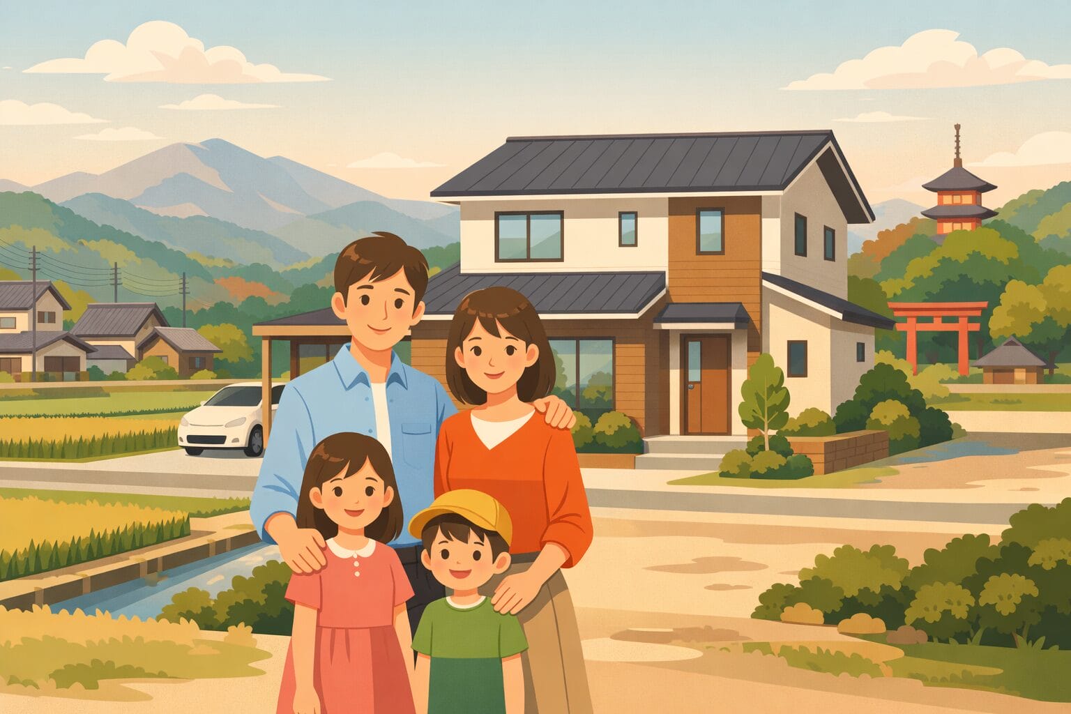 岩手県で住宅ローン（フラット35）を検討する家族のイメージ