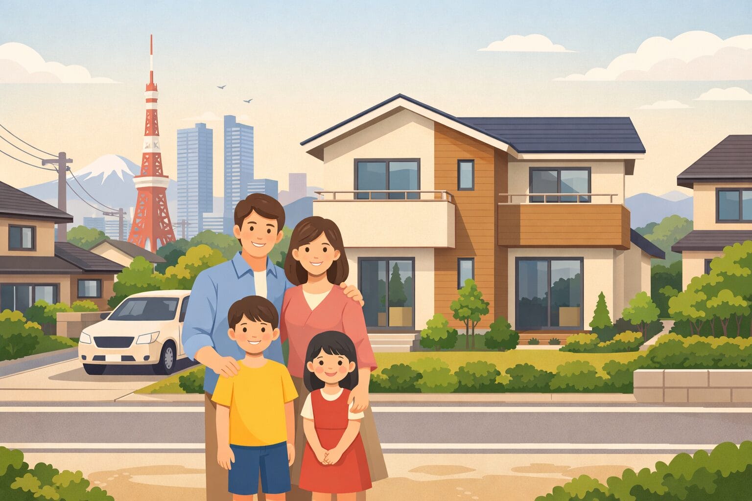 埼玉県で住宅ローン（フラット35）を検討する家族のイメージ