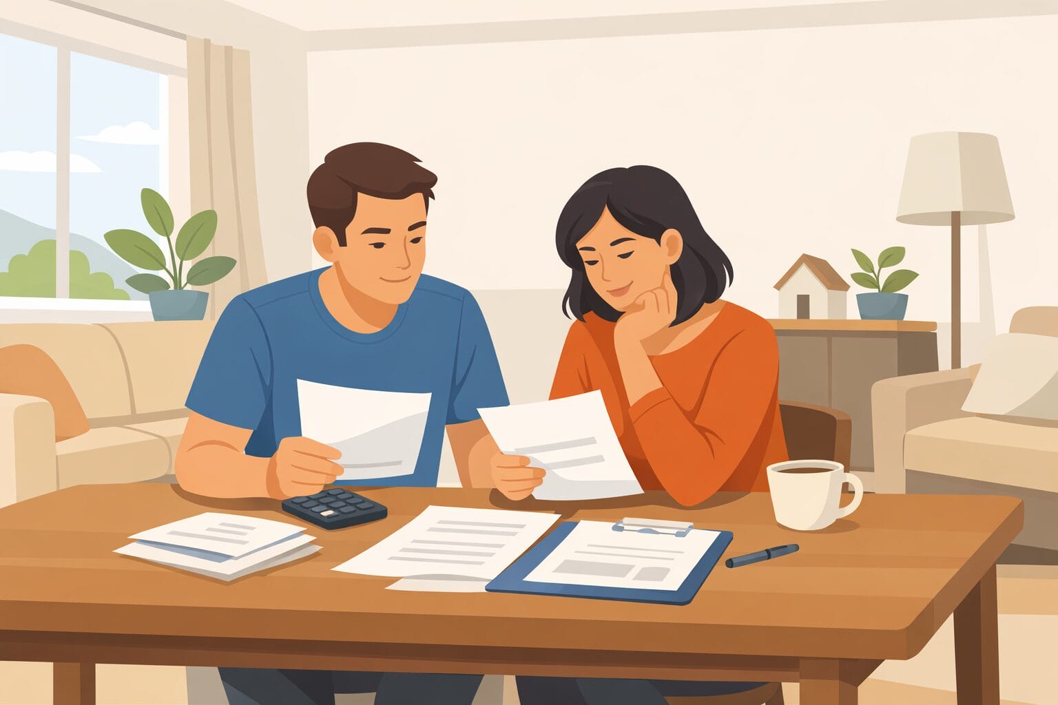 フラット35の借り換えを検討する夫婦のイメージ