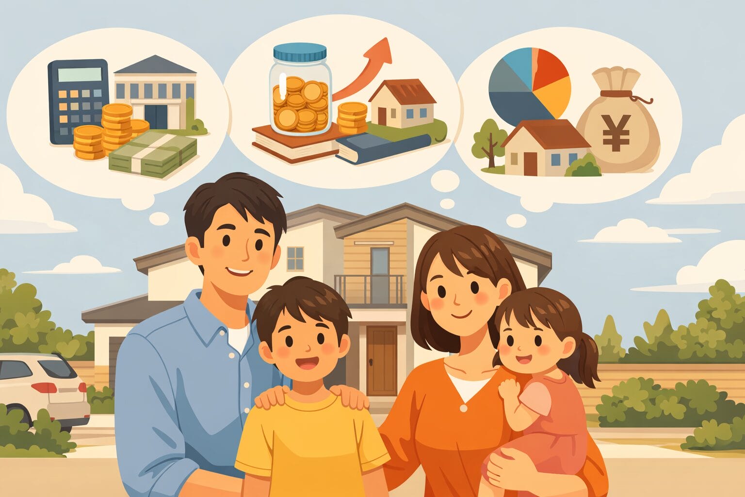 子育て世帯が住宅ローンと資産形成を考えるイメージ