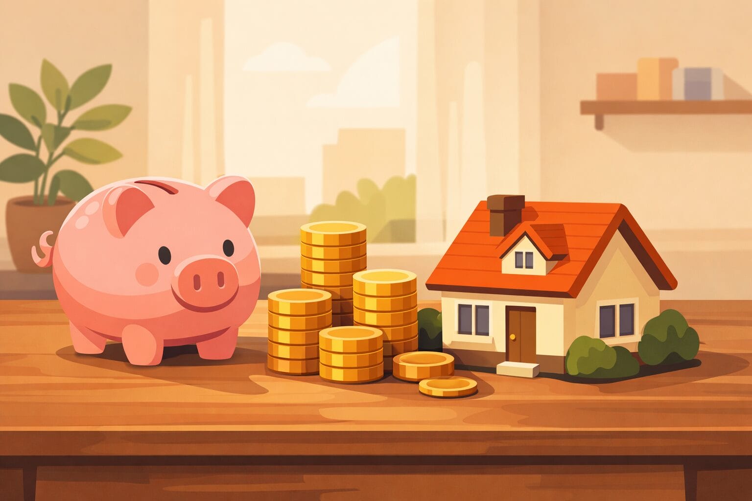 住宅購入の頭金を貯めるイメージのイラスト