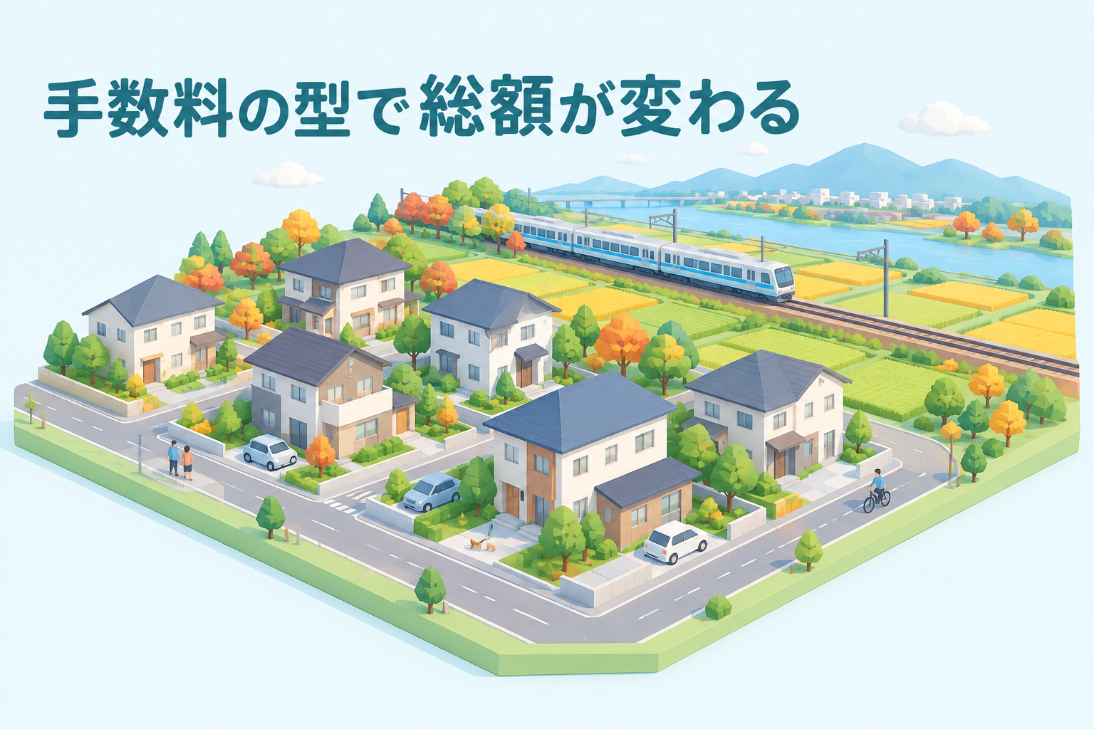 茨城県の住宅地でフラット35の借入先を比べるイメージ